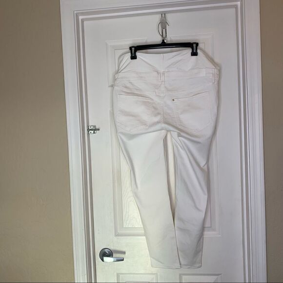 H&M White Maternity Half Panel Jeans Size Large - Picture 6 of 9